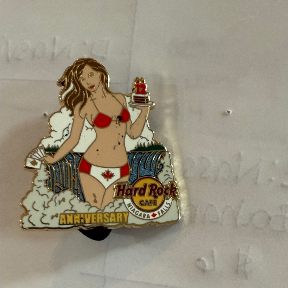 Hard Rock Cafe Niagara Falls Red and White Anniversary Pin